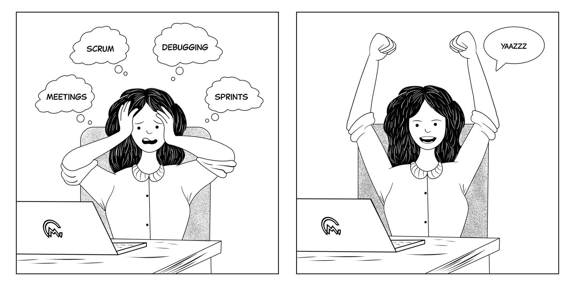 Comic strip indicating Productivity