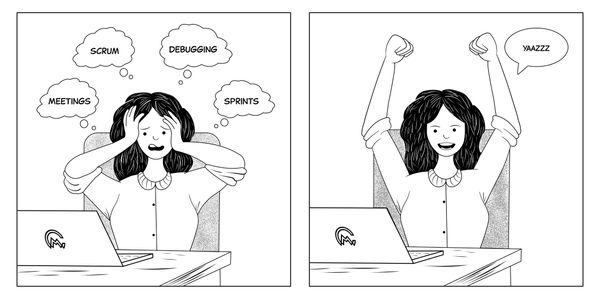 Comic strip indicating Productivity